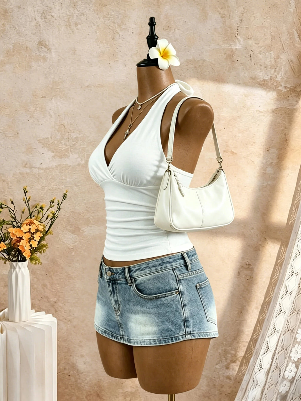 Women Halter Deep V Cross Wrap Side Ruched Slim Crop Camisole 2026 Summer Y2K Solid White Sleeveless Casual Daily Tank Top