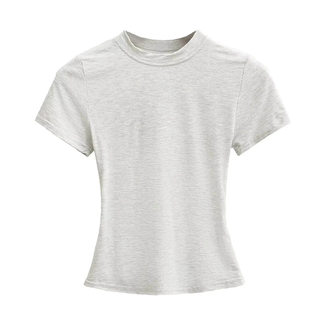 2025 New High Quality Casual T shirt Sexy Slim Short Sleeves Fashion Trend Solid Women Clothing y2k Tops